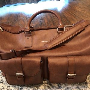 Hook & Albert BROWN LEATHER GARMENT WEEKENDER
